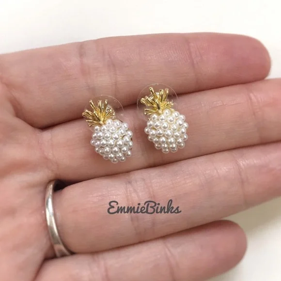 New Free People Pineapple Fruit Stud Earrings ~ Minimalist Vibes - Picture 2 of 13